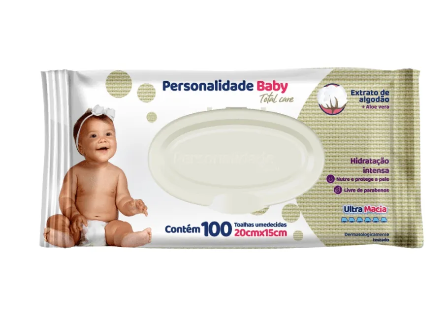TOALHA UMEDECIDA PERSONALIDADE BABY TOTAL CARE 100un